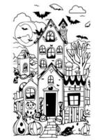 halloween landschap kinderen kleur bladzijde vector