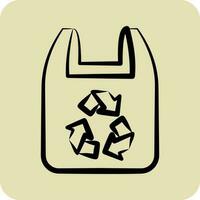 icoon gerecycled plastic tas. verwant naar milieu symbool. glyph stijl. gemakkelijk illustratie. behoud. aarde. schoon vector