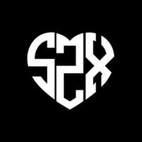 szx creatief liefde vorm monogram brief logo. szx uniek modern vlak abstract vector brief logo ontwerp.