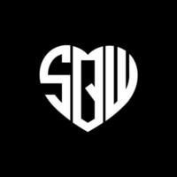 sqw creatief liefde vorm monogram brief logo. sqw uniek modern vlak abstract vector brief logo ontwerp.
