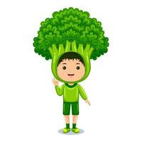 jongen kinderen broccoli karakter kostuum vector