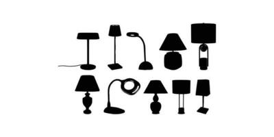 tien tafel licht silhouet, lampen vlak stijl vector illustratie. zwart licht, lamp silhouet set, lampen set.