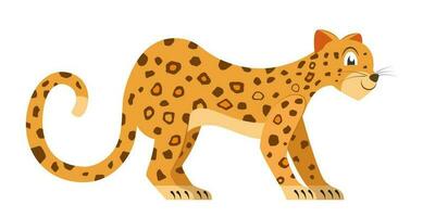 schattig luipaard geïsoleerd Aan wit achtergrond. tekenfilm Afrikaanse dier. vlak vector tekenfilm illustratie