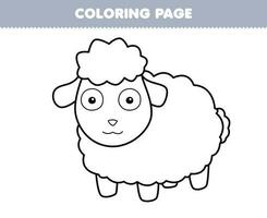 onderwijs spel voor kinderen kleur bladzijde van schattig tekenfilm schapen lijn kunst afdrukbare dier werkblad vector