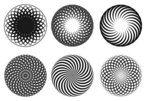 reeks van zwart en wit spiraal, wervelen, ronddraaien elementen. vector illustratie
