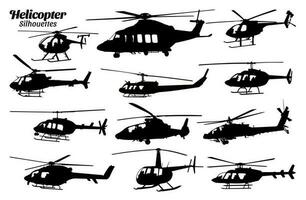 helikopter silhouet vector illustratie set.