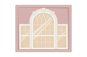 oud wijnoogst roze klassiek venster kader. vlak stijl geïsoleerd vector illustratie.