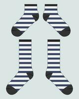 sokken technisch tekening mode vlak schetsen vector illustratie sjabloon voorkant en terug keer bekeken geïsoleerd Aan grijs achtergrond