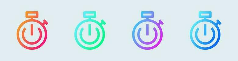 stopwatch lijn icoon in helling kleuren. timer tekens vector illustratie.