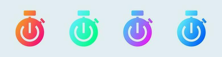 stopwatch solide icoon in helling kleuren. timer tekens vector illustratie.