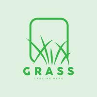 groen gras logo ontwerp, boerderij landschap illustratie, natuurlijk landschap vector