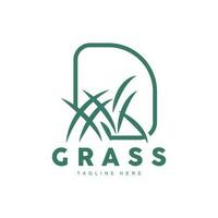 groen gras logo ontwerp, boerderij landschap illustratie, natuurlijk landschap vector