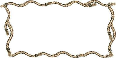 kader van schip touw waterverf illustratie geïsoleerd Aan wit achtergrond. lasso, marine touw, nautische stijl hand- getrokken. ontwerp element voor jongen, avontuur verzameling, cowboy stijl, bord vector