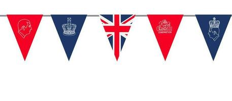 2023 kroning viering uk unie jack vlag slinger naadloos grens. feestelijk vector illustratie