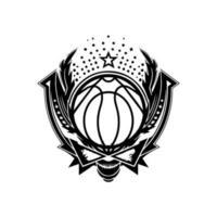 partituur groot met onze dynamisch basketbal logo ontwerp. deze stoutmoedig en sportief illustratie is perfect voor teams en sportgerelateerd merken. vector