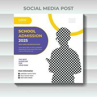 school toelating social media post ontwerpsjabloon vector