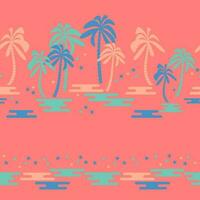 palm boom naadloos patroon. psychedelisch paradijs achtergrond. vlak ontwerp. vector. vector