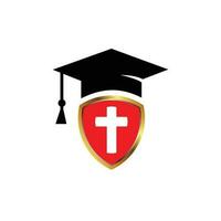 christen school- Universiteit met rood kleur schild vector