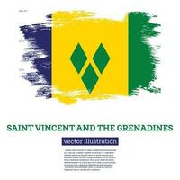 heilige vincent en de grenadines vlag met borstel slagen. onafhankelijkheid dag. vector