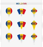 Moldavië vlag, reeks van plaats pin pictogrammen van Moldavië vlag. vector