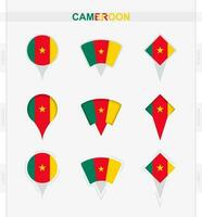 Kameroen vlag, reeks van plaats pin pictogrammen van Kameroen vlag. vector