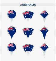 Australië vlag, reeks van plaats pin pictogrammen van Australië vlag. vector