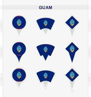 guam vlag, reeks van plaats pin pictogrammen van guam vlag. vector