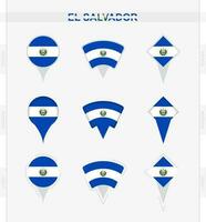 el Salvador vlag, reeks van plaats pin pictogrammen van el Salvador vlag. vector