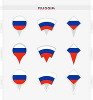 Rusland vlag, reeks van plaats pin pictogrammen van Rusland vlag. vector