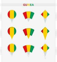 Guinea vlag, reeks van plaats pin pictogrammen van Guinea vlag. vector