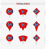 Tennessee vlag, reeks van plaats pin pictogrammen van Tennessee vlag. vector