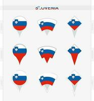 Slovenië vlag, reeks van plaats pin pictogrammen van Slovenië vlag. vector