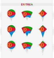 eritrea vlag, reeks van plaats pin pictogrammen van eritrea vlag. vector