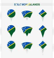 Solomon eilanden vlag, reeks van plaats pin pictogrammen van Solomon eilanden vlag. vector