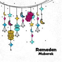 Ramadan mubarak viering achtergrond versierd met tekening stijl Islamitisch ornament. vector
