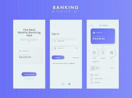 mobiel bank app ui uitrusting of plons scherm sjabloon voor creëren account en transactie. vector