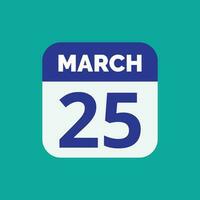 maart 25 kalender datum vector