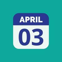 april 3 kalender datum vector