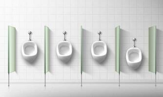 keramisch urinoirs voor mannen en jongens in openbaar toilet vector