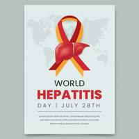 wereld hepatitis dag juli 28e folder ontwerp met lint symbool en lever illustratie vector