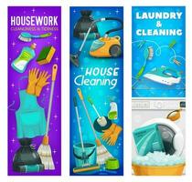 huiswerk wasserij hulpmiddelen, hygiëne gereedschap banners vector