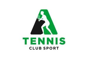 vector initialen brief een met tennis creatief meetkundig modern logo ontwerp.