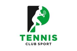 vector initialen brief p met tennis creatief meetkundig modern logo ontwerp.
