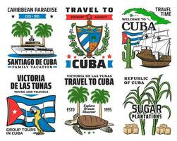 Cuba toerist reis, caraïben vakantie pictogrammen vector