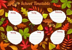 school- rooster met herfst bladeren, week schema vector