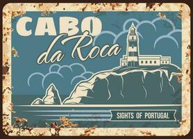 cabo da roca roestig metaal bord, Portugal mijlpaal vector