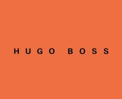 Hugo baas merk kleren symbool logo zwart ontwerp Sportkleding mode vector illustratie met oranje achtergrond