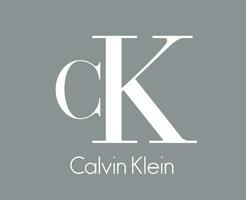 Calvin klein merk kleren symbool logo met naam wit ontwerp mode vector illustratie met grijs achtergrond