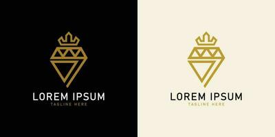 diamant steen logo en koning kroon. geschikt voor merken schoonheid, kristal goud, edelsteen sieraden, luxe. gemakkelijk ontwerp bewerkbare vector