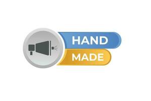 hand- gemaakt knop. toespraak bubbel, banier etiket hand- gemaakt vector